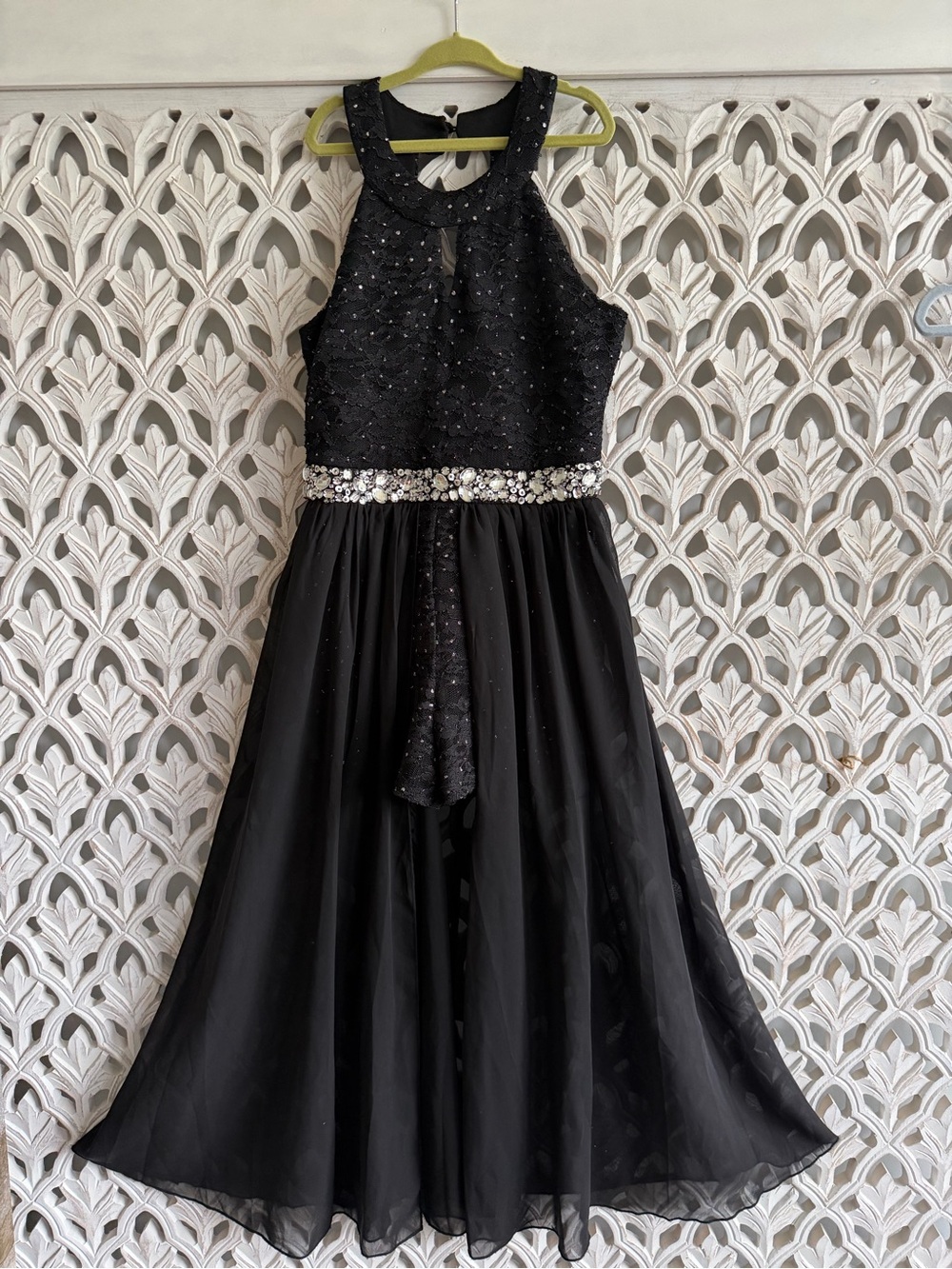 Speechless Girls Black Lace Romper Maxi Dress Size 10